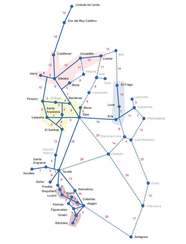 Mapa del ámbito territorial del Centro de Profesorado de Ejea de los Caballeros